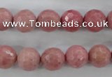 CWF04 15.5 inches 12mm faceted round pink wooden fossil jasper beads