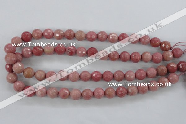 CWF05 15.5 inches 14mm faceted round pink wooden fossil jasper beads