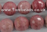 CWF07 15.5 inches 18mm faceted round pink wooden fossil jasper beads