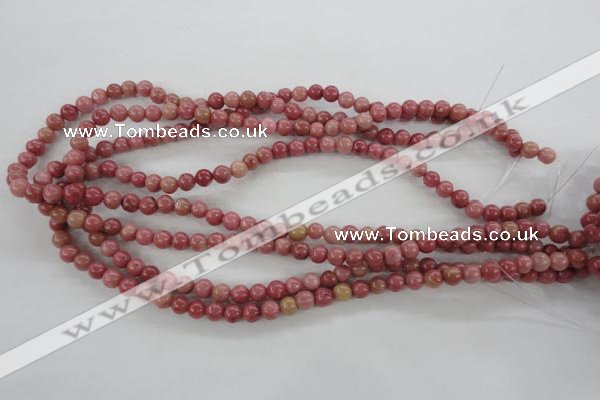 CWF11 15.5 inches 6mm round pink wooden fossil jasper beads wholesale