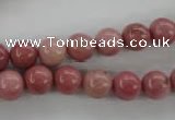 CWF12 15.5 inches 8mm round pink wooden fossil jasper beads wholesale