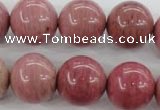 CWF18 15.5 inches 18mm round pink wooden fossil jasper beads wholesale