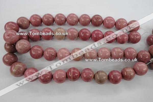 CWF18 15.5 inches 18mm round pink wooden fossil jasper beads wholesale