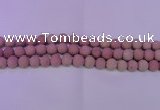 CWF20 15.5 inches 4mm round matte pink wooden fossil jasper beads