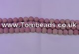 CWF21 15.5 inches 6mm round matte pink wooden fossil jasper beads