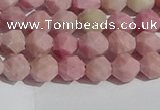 CWF30 6mm faceted nuggets matte pink wooden fossil jasper beads