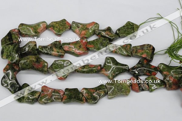 CWG05 15.5 inches 25*33mm wavy freeform unakite gemstone beads