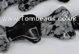 CWG06 15.5 inches 25*33mm wavy freeform snowflake obsidian beads