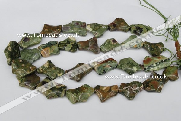 CWG08 15.5 inches 25*33mm wavy freeform rhyolite gemstone beads