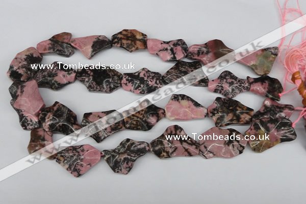 CWG09 15.5 inches 25*33mm wavy freeform rhodonite gemstone beads