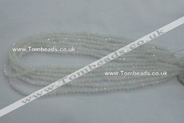 CWH01 15.5 inches 4mm faceted round white jade beads wholesale