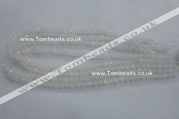 CWH02 15.5 inches 6mm faceted round white jade beads wholesale