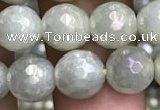 CWH71 15.5 inches 8mm faceted round AB-color white jade beads