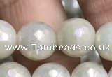 CWH72 15.5 inches 10mm faceted round AB-color white jade beads