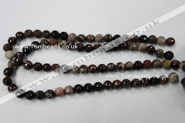 CWJ213 15.5 inches 10mm faceted round wood jasper gemstone beads