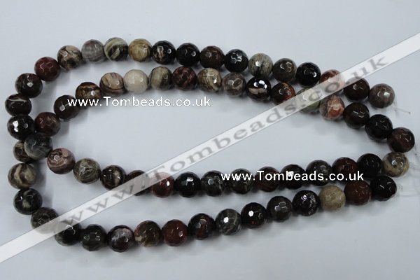 CWJ214 15.5 inches 12mm faceted round wood jasper gemstone beads