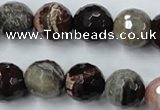 CWJ215 15.5 inches 14mm faceted round wood jasper gemstone beads