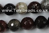 CWJ216 15.5 inches 16mm faceted round wood jasper gemstone beads