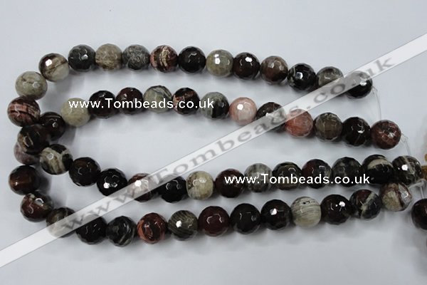 CWJ216 15.5 inches 16mm faceted round wood jasper gemstone beads