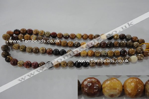 CWJ302 15.5 inches 8mm faceted round wood jasper gemstone beads