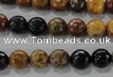 CWJ303 15.5 inches 9mm faceted round wood jasper gemstone beads