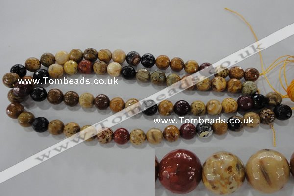 CWJ305 15.5 inches 11mm faceted round wood jasper gemstone beads