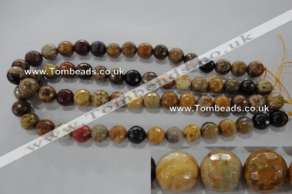 CWJ306 15.5 inches 12mm faceted round wood jasper gemstone beads