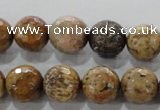 CWJ307 15.5 inches 14mm faceted round wood jasper gemstone beads