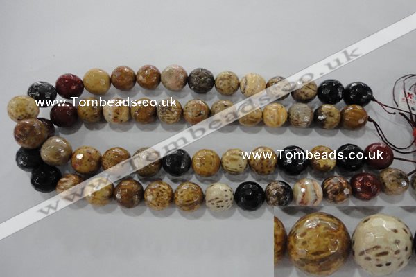 CWJ308 15.5 inches 15mm faceted round wood jasper gemstone beads