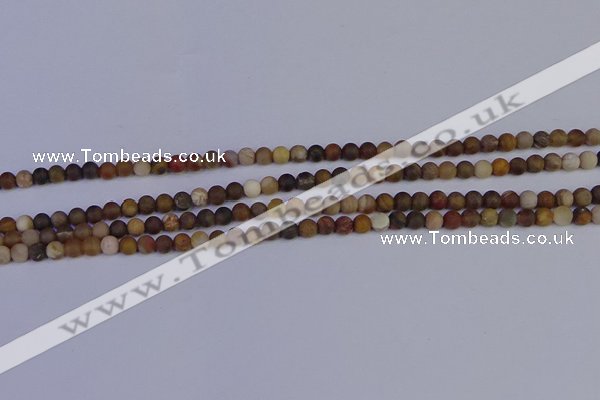 CWJ410 15.5 inches 4mm round matte wood jasper beads wholesale