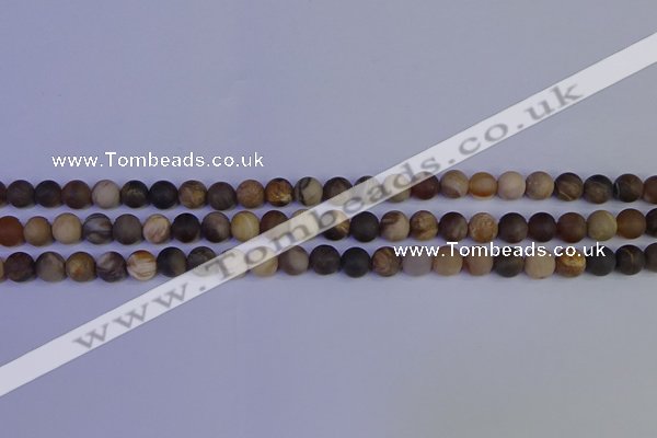 CWJ411 15.5 inches 6mm round matte wood jasper beads wholesale