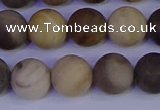 CWJ414 15.5 inches 12mm round matte wood jaspe beads wholesale