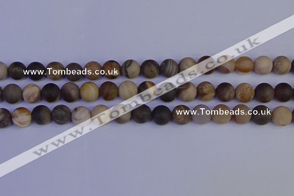 CWJ414 15.5 inches 12mm round matte wood jaspe beads wholesale