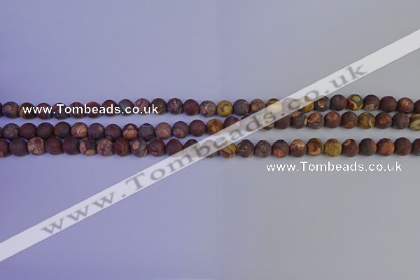 CWJ420 15.5 inches 4mm round matte wood eye jasper beads