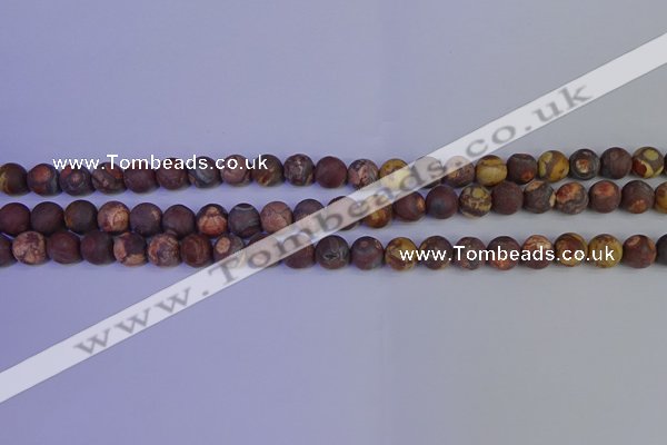 CWJ421 15.5 inches 6mm round matte wood eye jasper beads