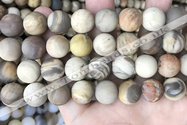 CWJ445 15.5 inches 14mm round matte wood jasper beads wholesale