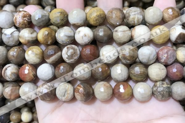 CWJ453 15.5 inches 10mm faceted round wood jasper beads wholesale