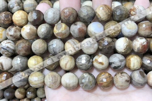 CWJ454 15.5 inches 12mm faceted round wood jasper beads wholesale