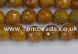 CWJ469 15.5 inches 6mm faceted round yellow petrified wood jasper beads