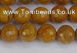 CWJ470 15.5 inches 8mm faceted round yellow petrified wood jasper beads