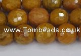 CWJ471 15.5 inches 10mm faceted round yellow petrified wood jasper beads