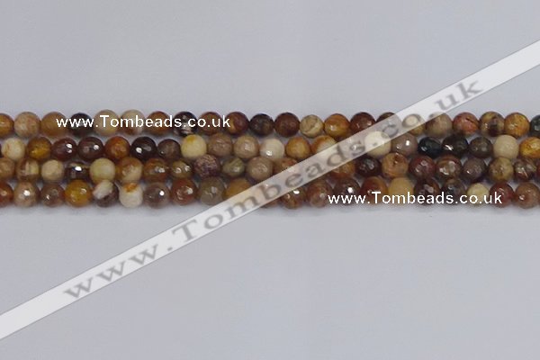 CWJ476 15.5 inches 6mm faceted round wood jasper gemstone beads