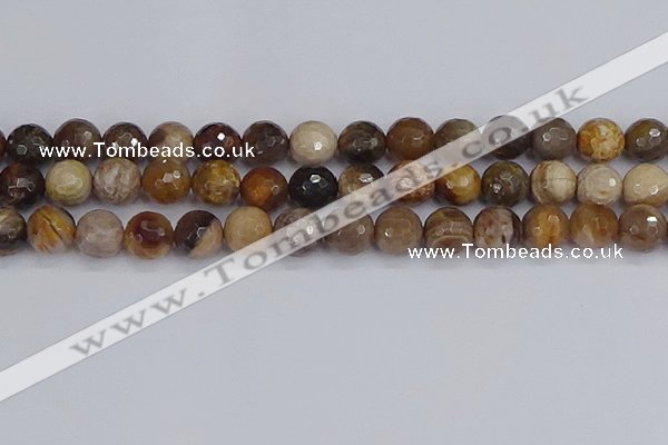 CWJ479 15.5 inches 12mm faceted round wood jasper gemstone beads