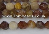 CWJ483 15.5 inches 6mm faceted nuggets wood jasper beads