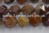 CWJ493 15.5 inches 12mm faceted nuggets wood jasper beads