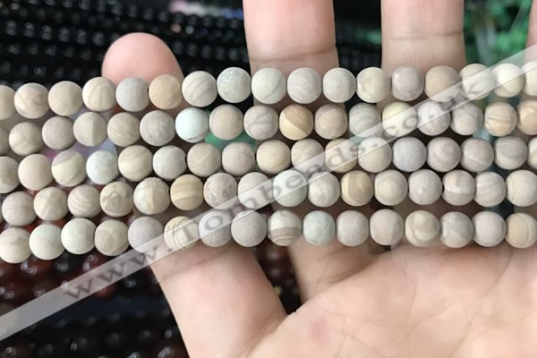 CWJ520 15.5 inches 4mm round matte wooden jasper beads wholesale