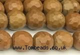 CWJ601 15 inches 6mm faceted round wooden jasper beads wholesale