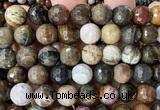 CWJ631 15 inches 12mm faceted round wooden jasper beads wholesale