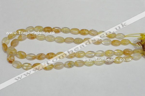 CYC01 15.5 inches 10*14mm oval yellow crystal quartz beads