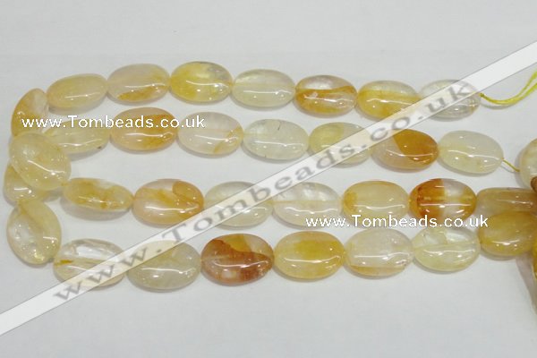 CYC03 15.5 inches 18*25mm oval yellow crystal quartz beads